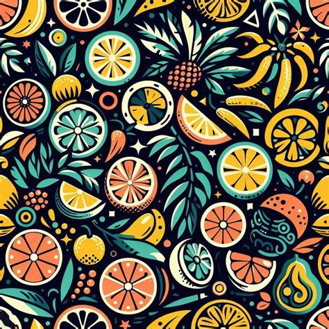 Premium AI Image | Colorful tropical fruits pattern texture seamless ...