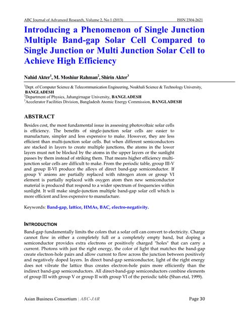 Introducing a Phenomenon of Single Junction Multiple Band-Gap Solar ...