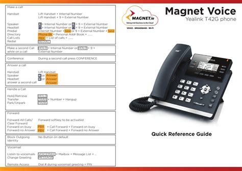 YEALINK T42G QUICK REFERENCE MANUAL Pdf Download | ManualsLib