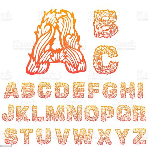 Fire Set Font Alphabet Text On A Red Background Vector Stock ...