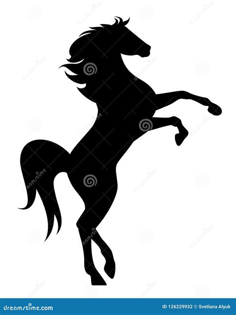 Mustang Horse Rearing Up Black Silhouette Stock Vector - Illustration ...