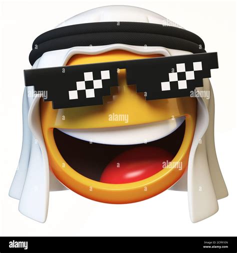 Arab emoji with "deal with it" glasses isolated on white background ...