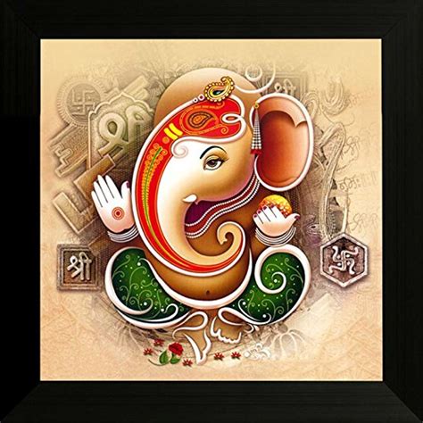 SAF Diwali Gift 'Ganesh' Modern Art UV Textured Framed Painting (34 cm ...