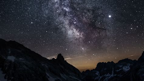 1920x1080 Valley, mountain, night, starry sky wallpaper | Night sky ...