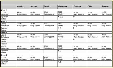 Restaurant Work Schedule Template