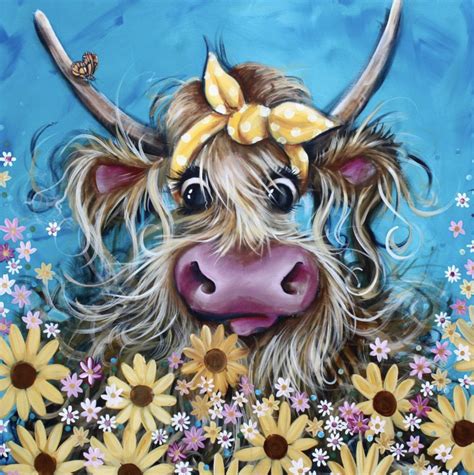 Sunflower - Sam Morris Cow Art in 2020 | Highland cow art, Cow art, Cow ...