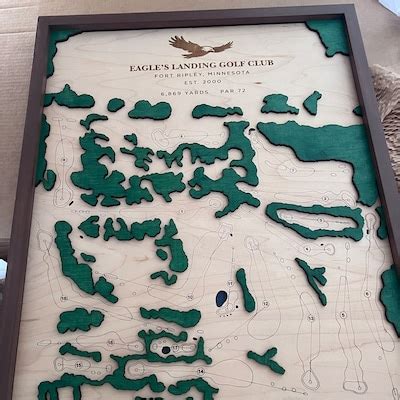 Custom Golf Course Map Engraved Golf Map Custom Golf Picture Wooden ...