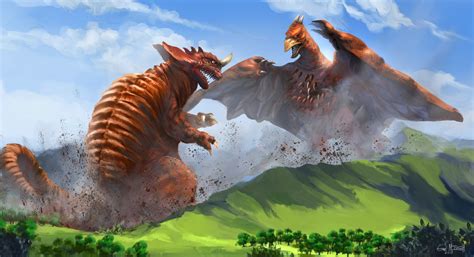 ArtStation - Baragon vs. Rodan