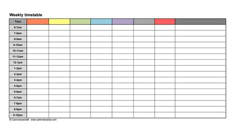 Weekly Schedule Template Free Printable | Stephenson