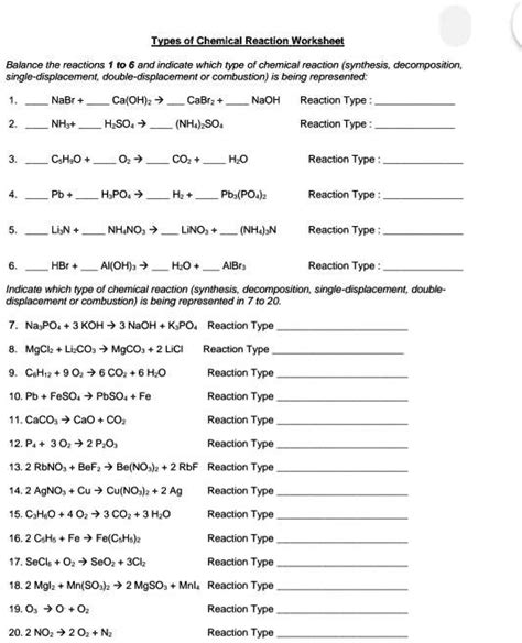 single displacement reaction worksheet - portraitartphotographycreativemen