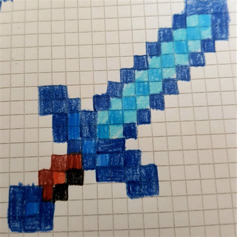 Minecraft spada di diamante pixel | Pastelli, Minecraft, Disegni