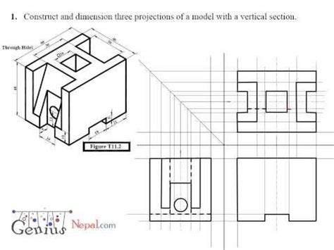 Engineering Drawing Tutorials / Orthographic Drawing solution. (T 6.7 ...