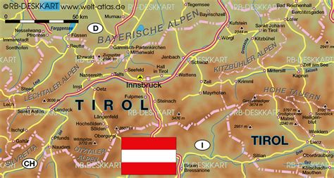 Map of Tyrol (Austria) - Map in the Atlas of the World - World Atlas