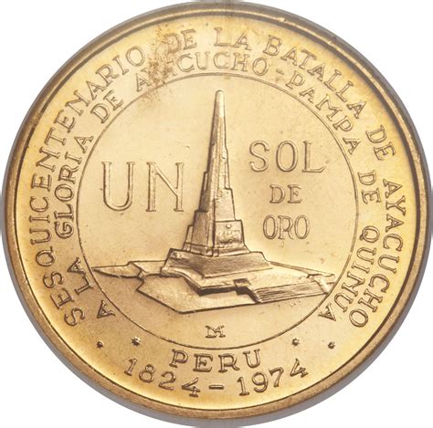 1 Sol de Oro (Battle of Ayacucho) - Peru – Numista