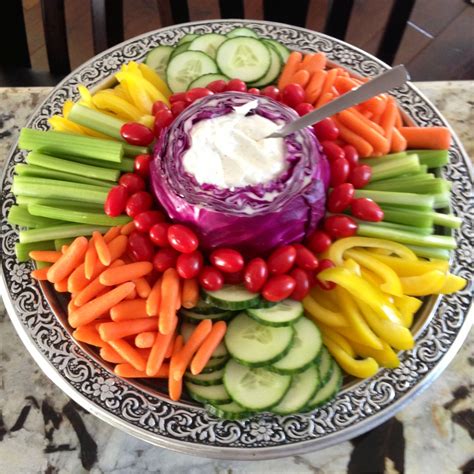 Fruit and veggie tray with purple cabbage for dip! Genius! And I love ...