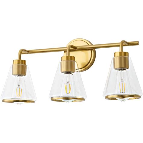 Deyidn Modern 22.05 in. 3-Light Gold Vanity Light with Glass Shade ...