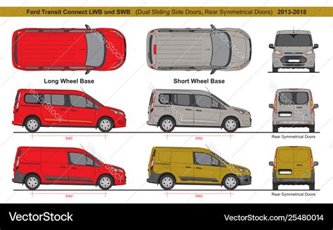 Ford transit connect lwb and swb 2013-2018 Vector Image