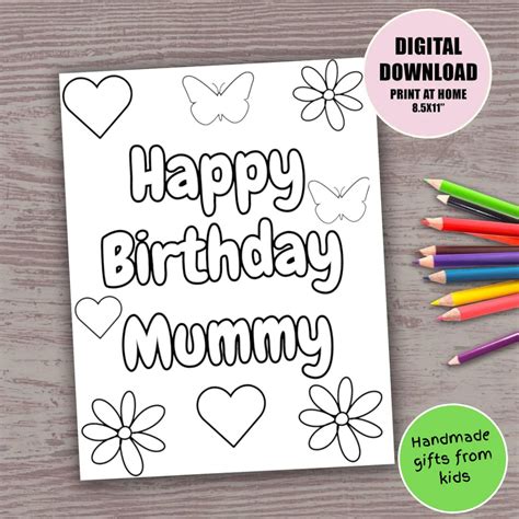 Happy Birthday Mummy Coloring Page for Kids Colouring Sheet Art ...