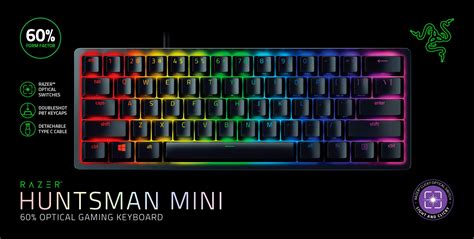 Razer Huntsman Mini 60 Percent Optical Purple Switches Wired Gaming ...