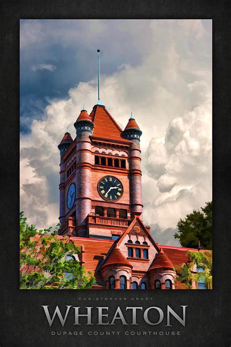 Old DuPage County Courthouse Clouds Poster Painting by Christopher ...