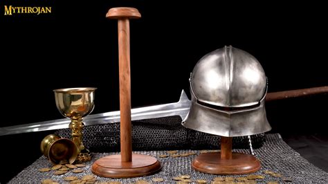 Wooden Armor Helmet Stand Hat Stand Table Top Medieval Display Stand 13 ...