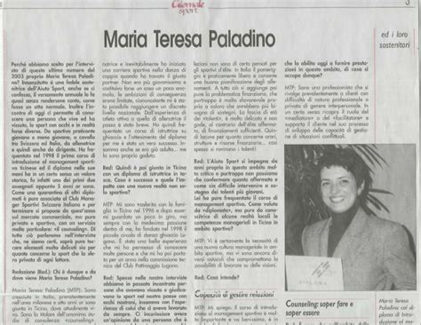 Gli sportivi e i loro sostenitori: Maria Teresa Paladino - Studio Paladino