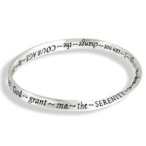 Amazon.com: Serenity Prayer Silver Bangle Bracelet - Medium/Large Size ...