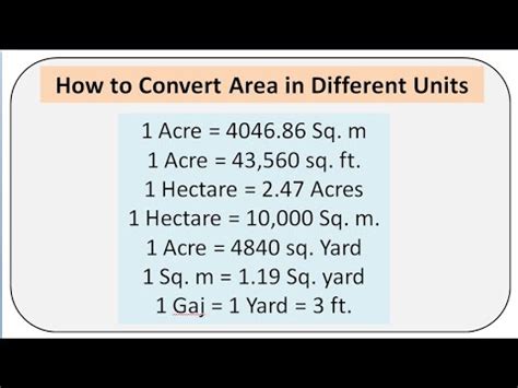 Area conversion || hectare || Acre || sq. m. || sq. ft. || Yard || Gaj ...