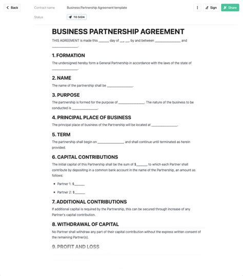 Partnership agreement template - free to use