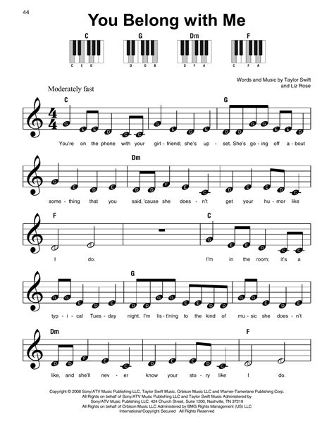 you belong with me sheet music