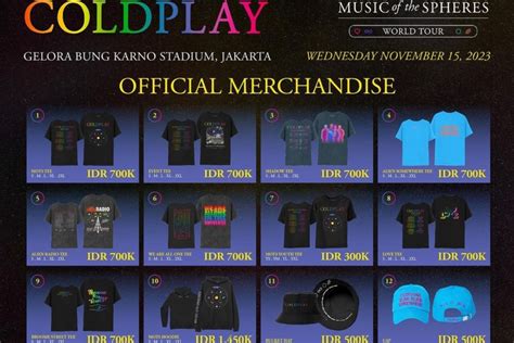 Simak 17 Merchandise Konser Coldplay Jakarta