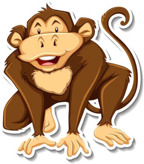 Funny monkey animal cartoon sticker 3763721 Vector Art at Vecteezy