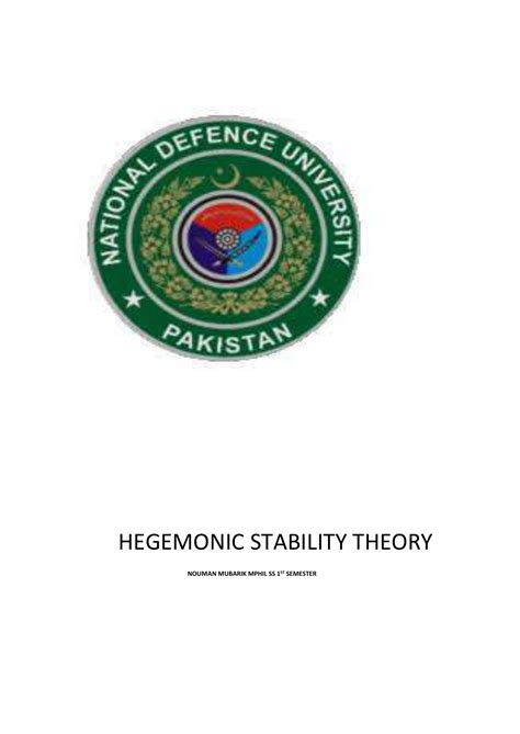 HEGEMONIC STABILITY THEORY