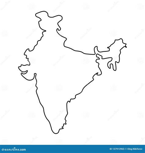 Vector Illustration India Map Outline - China Map Tourist Destinations