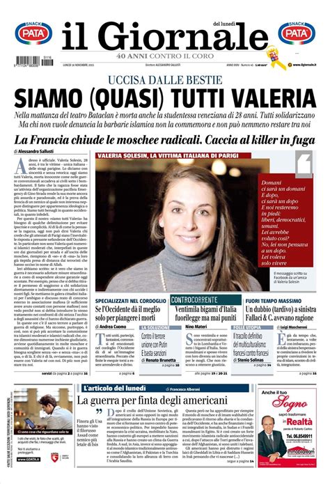 Le prime pagine dei quotidiani che sono in edicola oggi 16 novembre ...