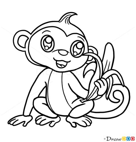 Monkey drawing, with banana | How to draw monkey, Monkey drawing, Drawings