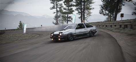 Wallpaper : Toyota AE86, car, drift, Video Game Car, landscape, Initial ...