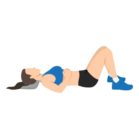 Woman doing semi supine laying down or constructive rest position ...