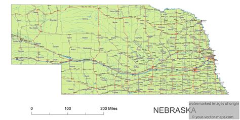 Nebraska state route network map. Nebraska highways map. Cities of ...