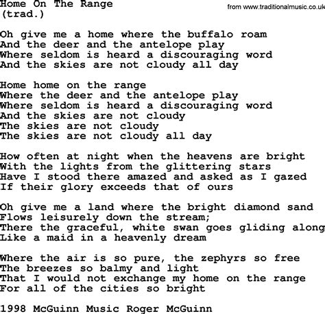 Home On The Range, by The Byrds - lyrics with pdf