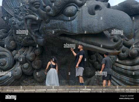 Large-scaled monument of Garuda statue in GWK cultural park. a mystical ...