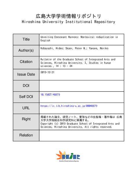 (PDF) Unveiling Consonant Harmony: Nonlexical reduplication in English ...