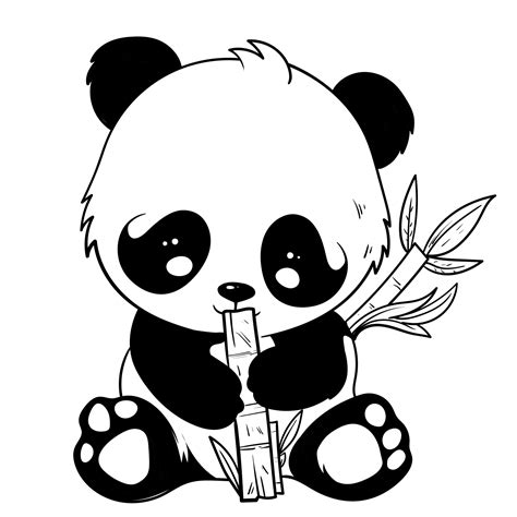 Cute baby panda outline page of coloring book for children black and ...