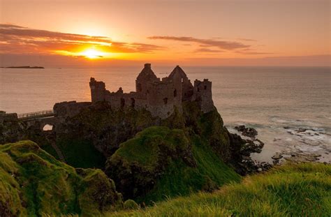 Man Made Dunluce Castle Ruin Sunset Dunluce Antrim Ireland Wallpaper ...