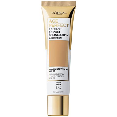 L'Oreal Paris Age Perfect Radiant Serum Foundation with SPF 50, Ivory ...