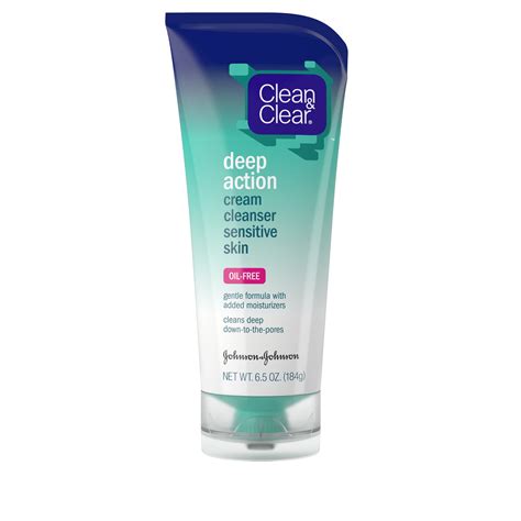 Clean & Clear Deep Action Cream Facial Cleanser, Sensitive Skin ...