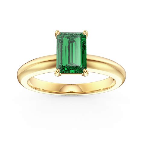 Unity 1ct Emerald cut Emerald Solitaire 10K Yellow Gold Proposal Ring ...