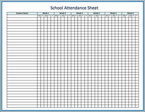 School Attendance Sheet | Attendance sheet, Attendance sheet template ...