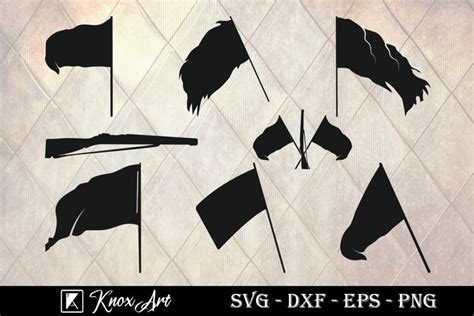 Color Guard Flags Silhouette SVG, Flags SVG