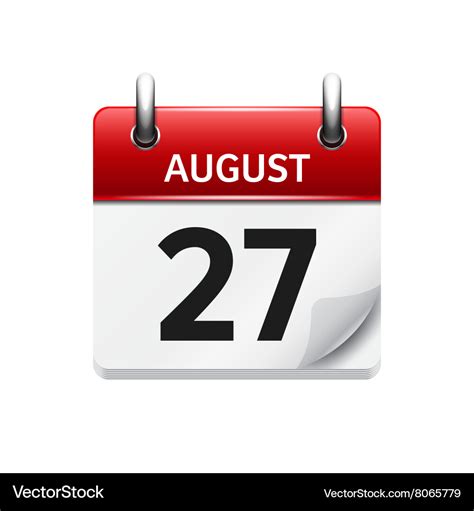 August 27 flat daily calendar icon date Royalty Free Vector